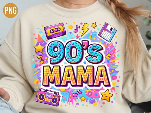 Download 90s Mama Retro Boombox Cassette PNG - Premium Bundle