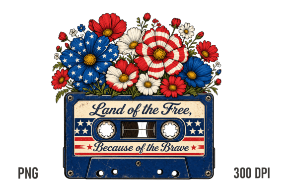 Download Patriotic Floral Cassette PNG Design - Premium Resources