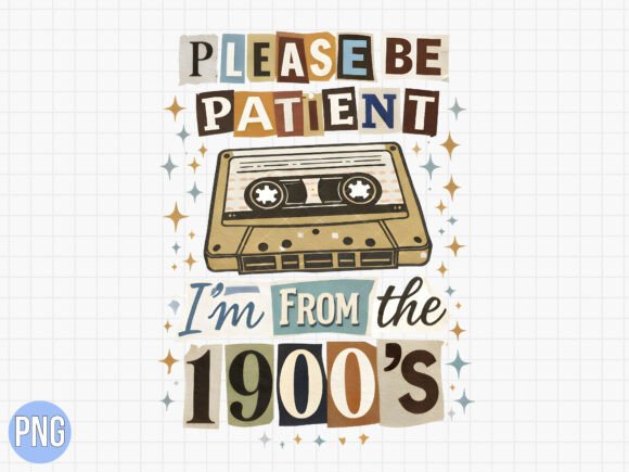 Download Patient 1900s Retro Cassette PNG T-SHIRT - Premium Bundle
