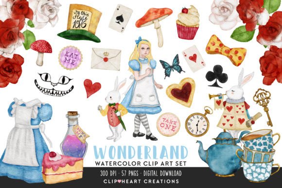 Download Alice in Wonderland Watercolour Clip Art - Watercolour clip art Collection